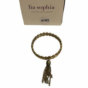 Lia‎ Sophia Tassel Matte Gold Tone Stretch Bracelet for Charms Sz-Sm